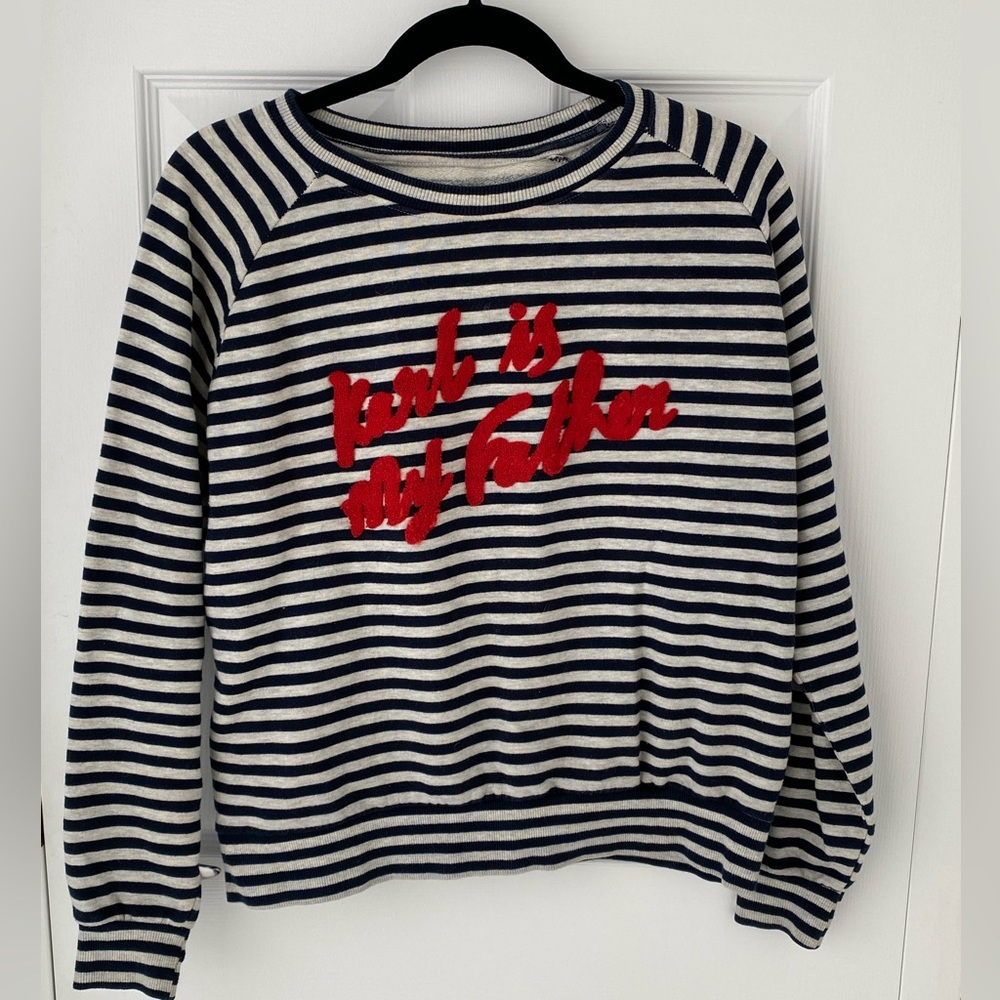 Karl is My Father Striped Black & White Sweatshirt Eleven Paris Small